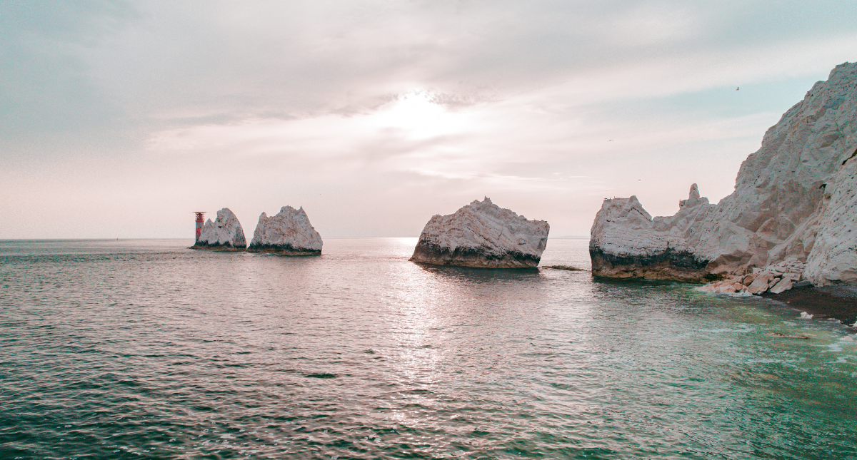 View of The Needles rocks on the Isle of Wight